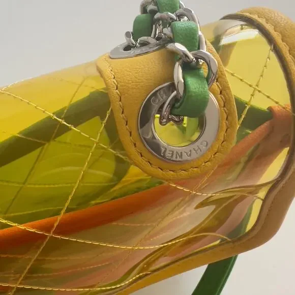 Chanel 18S Coco Splash Pastel Rainbow PVC Medium Flap Bag - Picture 10 of 11